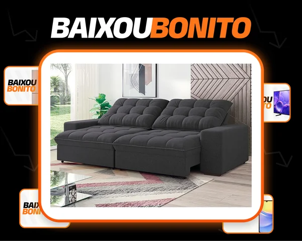 Sofá 4 Lugares Retrátil/reclinável Linoforte Benetton Grafite