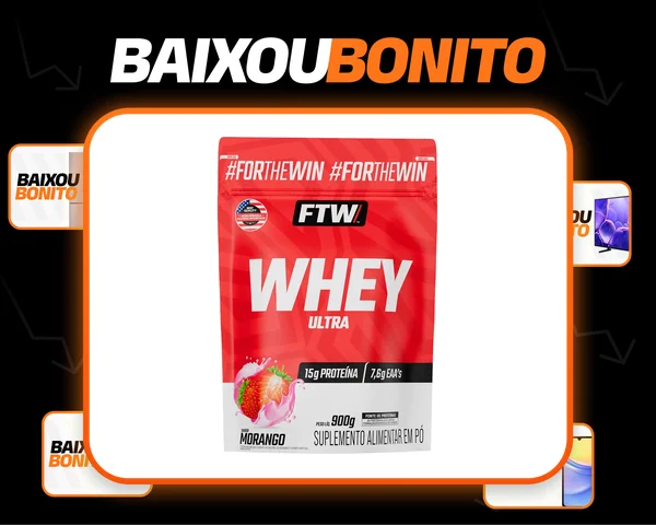Whey Concentrado Ultra Protein Refil 900g Sabor Morango - FTW