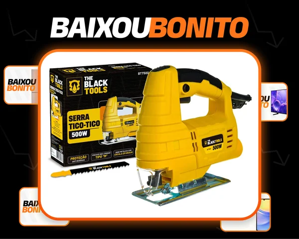 Serra Tico Tico 500w Para Madeira Metal Com Base Ajustável Botão De Trava Com Lâmina Btt-500 The Black Tools