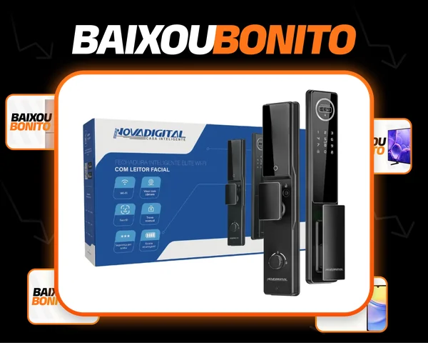 Fechadura Inteligente WiFi Novadigital com Câmera Biometria Face ID Visor Tuya Smart Life SL-IDE Elite Bateria Recarregável Preta