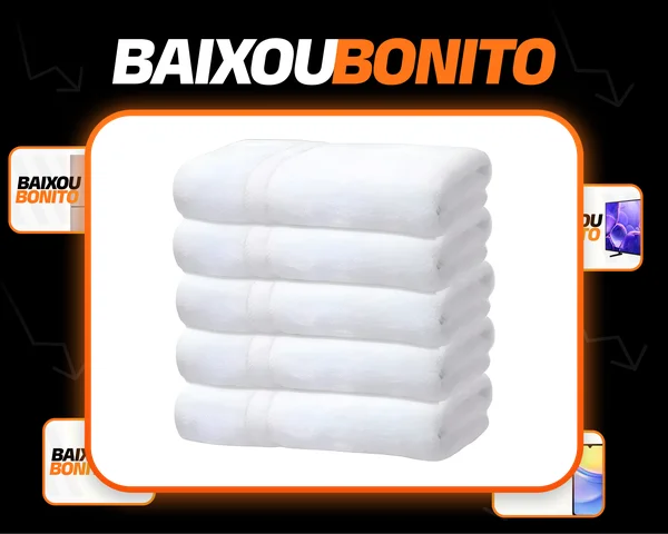 Kit 5 Toalhas Banho Gigante Grossa Hotel Luxo 75x150cm 480g Branco Hotel