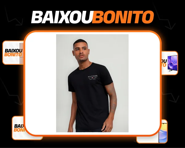 Camiseta Tommy Hilfiger Brand Love Logo Preta - Original