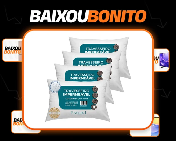 4 Travesseiros Antialérgico Impermeável 50x70 Super Macio Branco