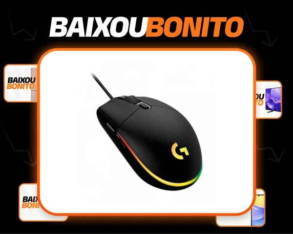 Mouse Gamer Logitech G203 RGB LIGHTSYNC, até 8.000 DPI, Preto