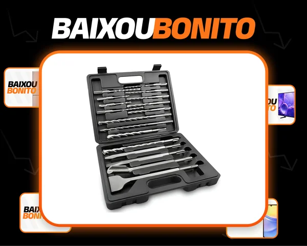 Jogo Brocas Talhadeira Ponteiro Sds-plus Martelete 17 Peças