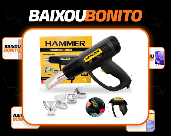 Soprador Térmico Profissional Hammer Sp2000 500° + 4 Bocais Preto E Amarelo 220v