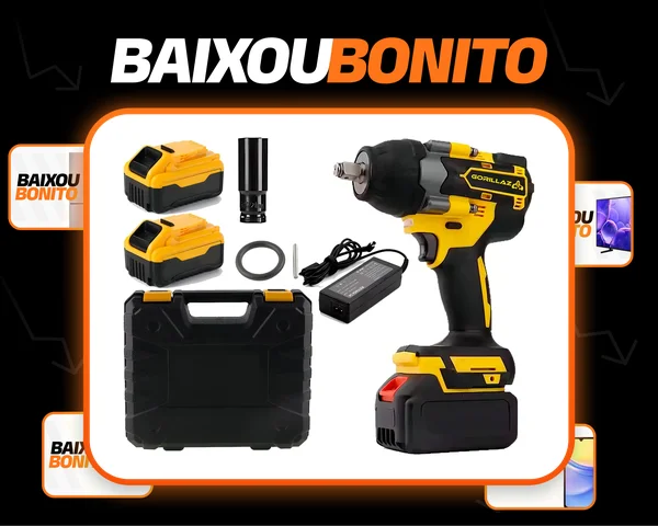 Parafusadeira Chave De Impacto Brushless Com 2 Baterias 21v Lítio 4.0 Ah Com Acessorios Gch-7500 Gorillaz