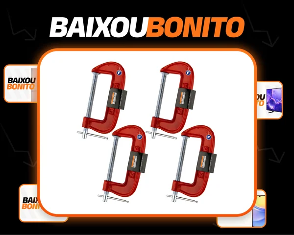 Kit 4 Grampo Tipo C Leve 3 Polegada Para Bancada Ferro 7,5cm