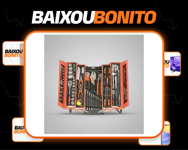 Combo Jogo Kit Caixa Mala Ferramentas Profissional 85 Peças Vermelho