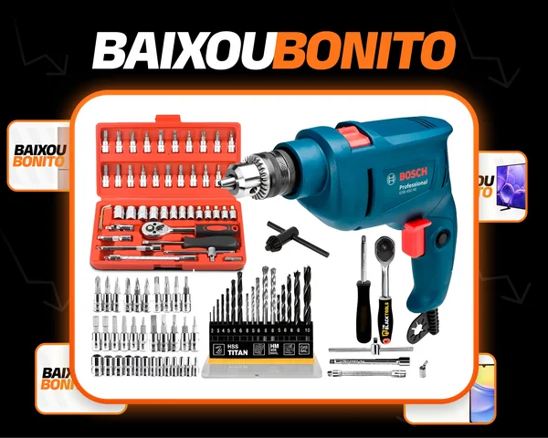 Furadeira Impacto Industrial Bosch + Kit Profissional 62 Pçs 220v 60hz