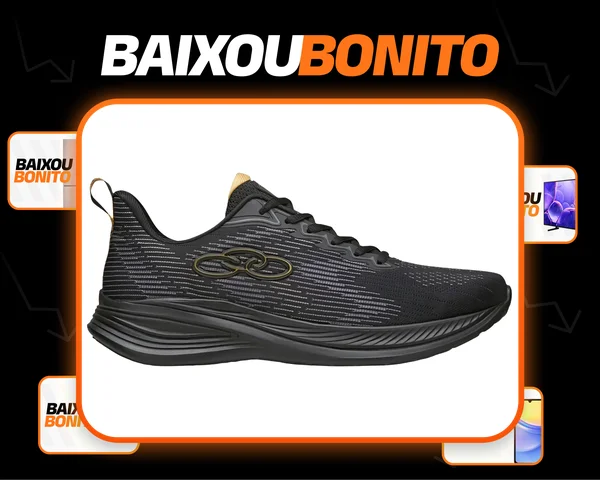 Tênis Casual Masculino Olympikus Marte Preto E Dourado Sp