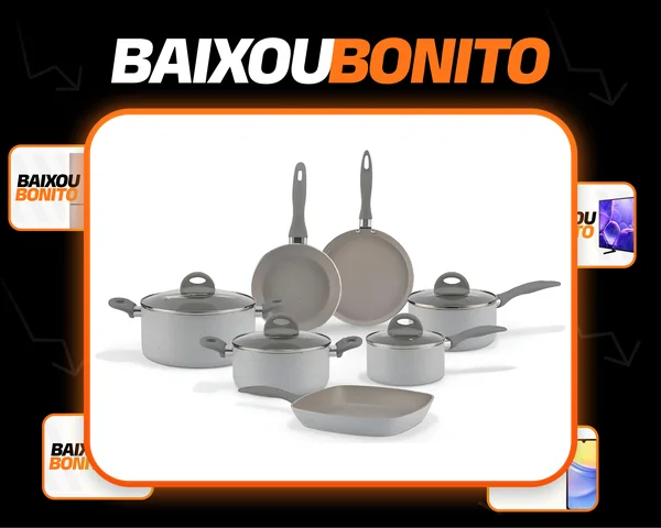 Jogo De Panelas 7 Peças Ceramic Life Marble Blend Brinox Cor Cinza