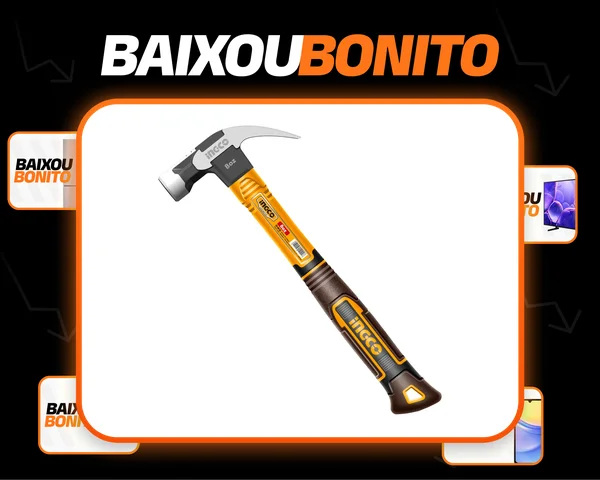 Martelo de carpinteiro com alça de fibra Ingco Hch81008 de 8 onças