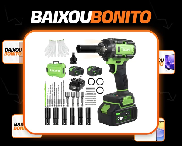 Chave De Impacto 400n.m Sem Escova Tecepo Com 2 Baterias 4ah