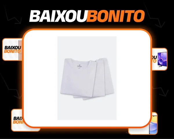 Kit Com 3 Camisetas Masculinas Básicas Slim Gola V