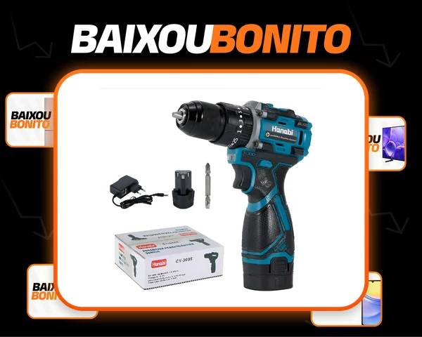 Parafusadeira sem fio Hanabi Brushless 2 Baterias CY-3006 azul-turquesa