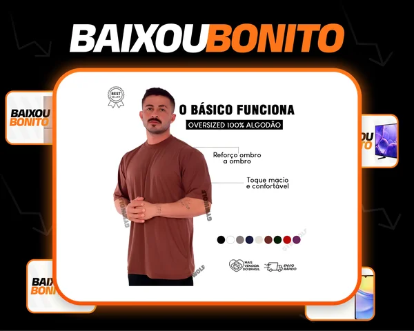 Camiseta Oversized Unissex Camisa Streetwear Algodão Premium