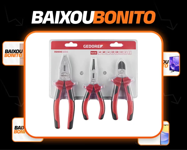 Jogo 3 Ferramentas Alicates De Corte Universal E Bico Gedore