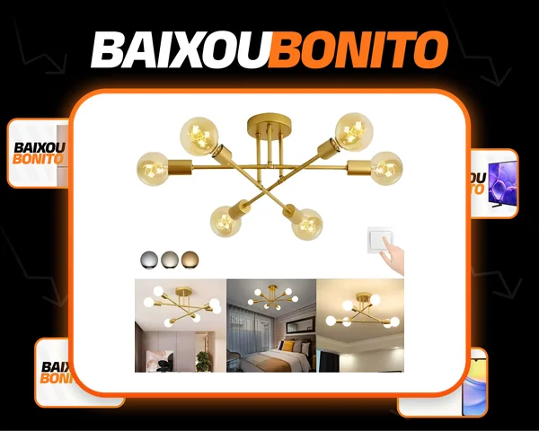 Lustre Luminária Teto Moderno Para Sala De Jantar 6 Lâmpadas