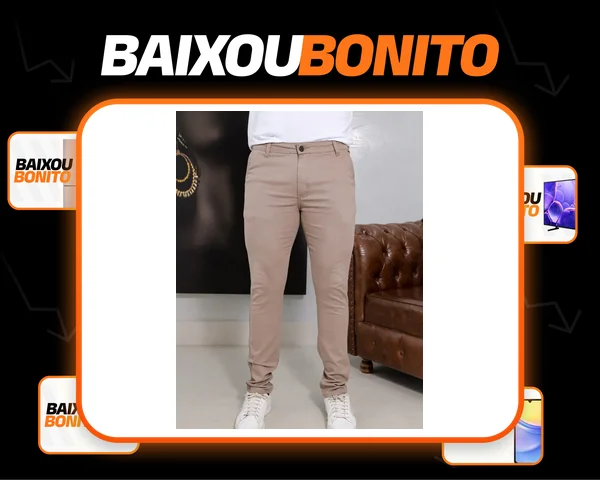 Calça Masculina Sarja Premium Esporte Fino Bolso Faca Lycra