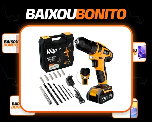 Parafusadeira Furadeira Sem Fio 12V WAP BPF 12K3 Kit Maleta