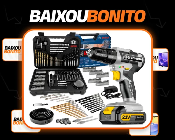 Parafusadeira Furadeira De Impacto 21v + 103 Peças Bosch Cinza 110v/220v 60hz