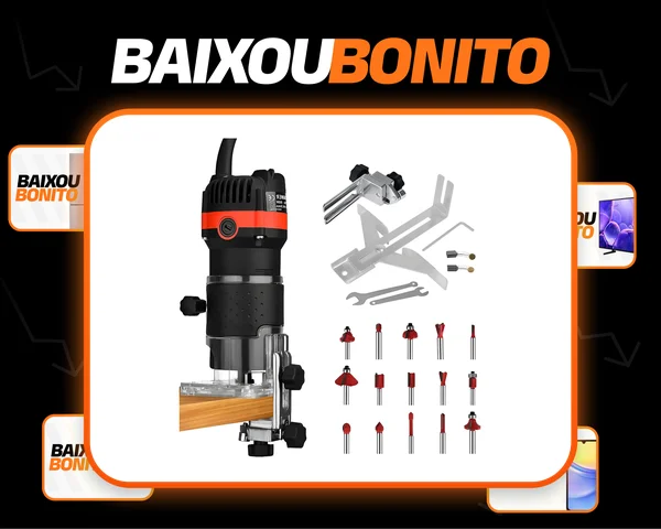 Kit Tupia Manual Laminadora 800w 6mm + Jogo De Fresas 15 Pcs