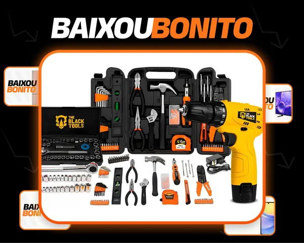 Kit Jogo Ferramentas 169 Peças Soquetes + Parafusdeira 12v