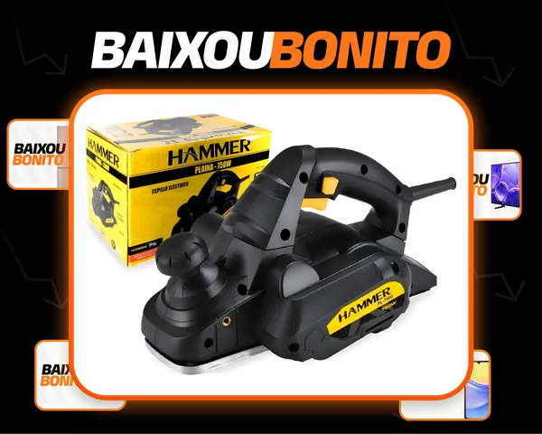 Plaina Elétrica 750w 100% Rolamentada Hammer 220v Gypl7500 Preto 220v