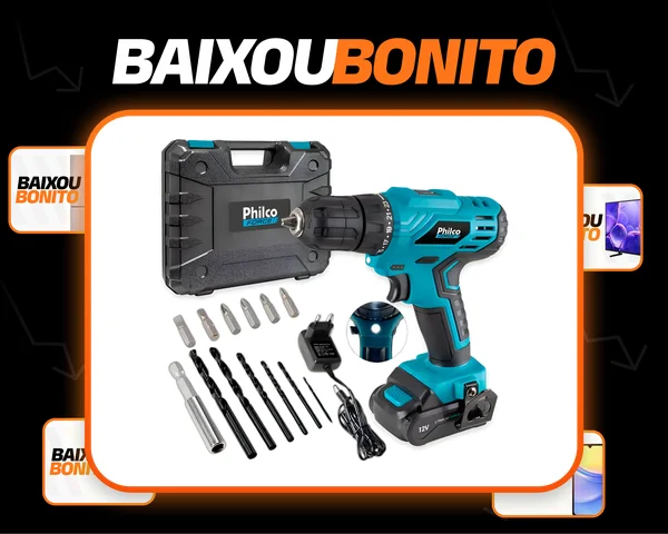 Parafusadeira Furadeira Philco Ppf12m 12v A Bateria 127/220 Azul 127/220v 60hz