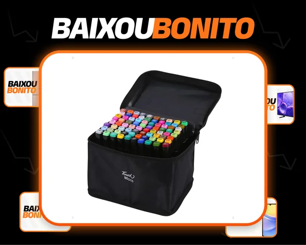 Canetas Permanentes 80 Cores Vibrantes Ponta Dupla C/ Bolsa Conjunto Canetinhas Touch Cores Vibrantes Profissional Escolar Colorir