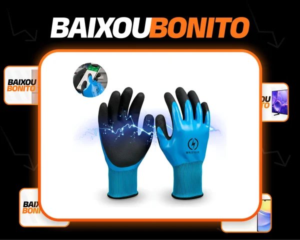 Luvas Borracha Isolante P/ Eletricista Suporta Tensão 1000v - Preto