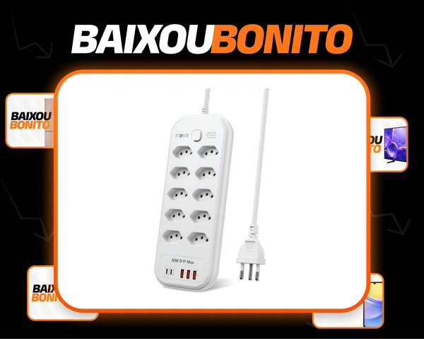 Filtro Linha 10 Tomadas E 3 Usb 2 Pd Bivolt Power 110/220v Branco 127/220v