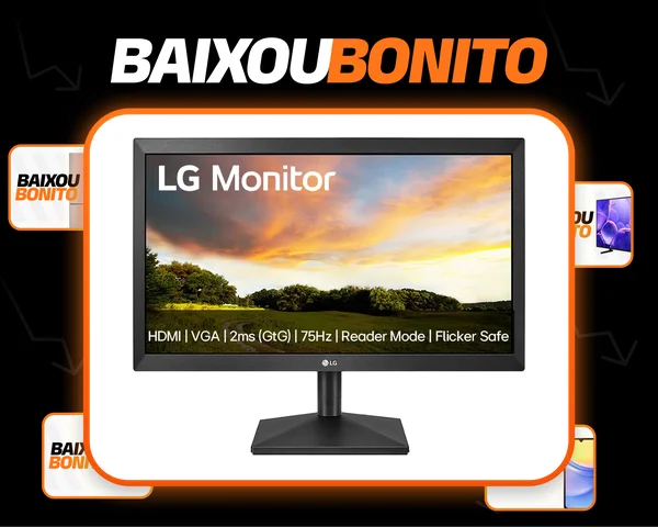 Monitor PC LG 19.5'' 20MK400H-B LED HD HDMI VGA (D-Sub) 75Hz 2ms(GtG) Ajuste de Inclinação Reader Mode