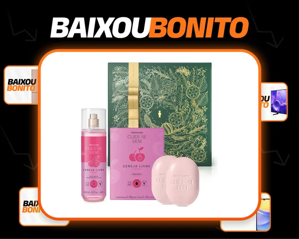 Combo Presente Cuide-se Bem Cereja Livre: Body Splash 200ml + Sabonetes Em Barra 2x80g + Caixa De Presente