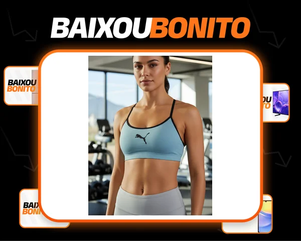 Top Puma Com Bojo Regulador Sem Costura Feminino Preto