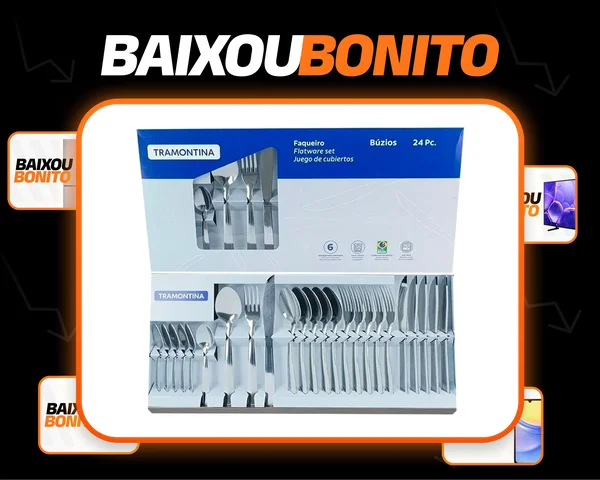 Faqueiro Tramontina Búzios cem Aço Inox com Detalhe 24 Peças