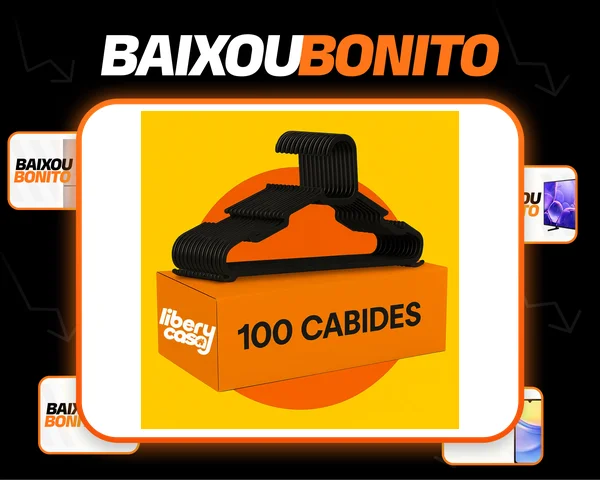 Cabide Adulto Reforçado Kit 100 Unidades Atacado Organizador Preto