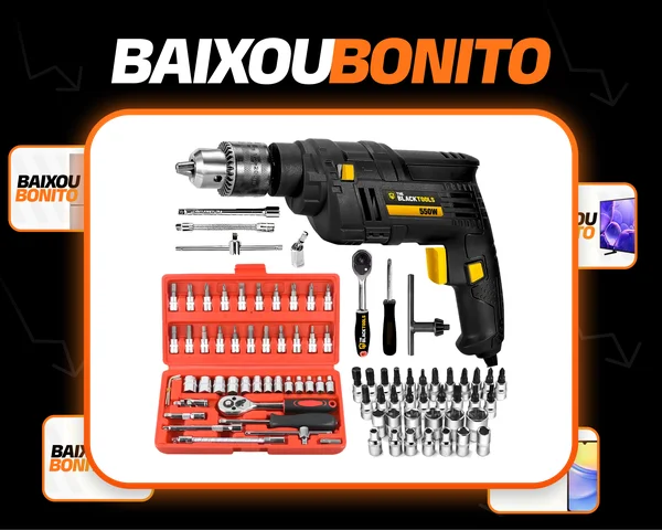 Furadeira De Impacto 3/8 10mm 550w 127v C/ Jogo 46 Peças