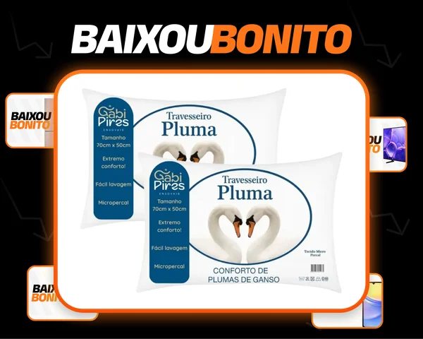 Kit 2 Travesseiros Pena De Ganso 70x50cm Toque Plumas