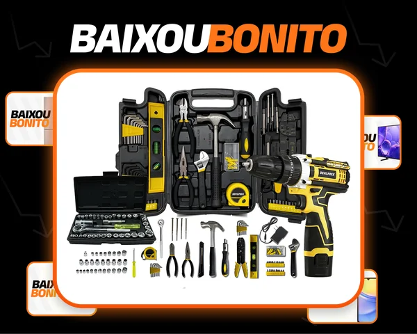 Jogo De Ferramentas 169 Peças Com Maleta E Furadeira Parafusadeira Sem Fio A Bateria 12v Devilprex
