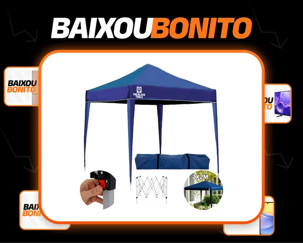 Tenda Gazebo Sanfonado Articulada Dobrável 2x2 Metros Para Praia Jardim Com Mala Transporte Btg200 The Black Tools