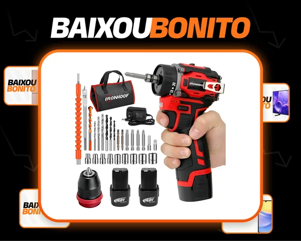 Parafusadeira Furadeira Eletrica Brushless 2 Baterias Bivolt Vermelho 110/127/220v 60