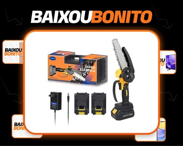 Motoserra De Poda Portátil Motoserra Motosserra Elétrica Podadora Sabre 6'' Alta Potência 350w De Potência 6000rpm Sabre 6 Polegadas 2000mnah Li-ion C/2 Baterias + Maleta