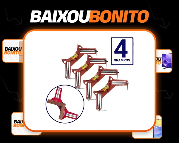 Kit 4 Grampos De Canto Sargento Angular 90°graus Marceneiro