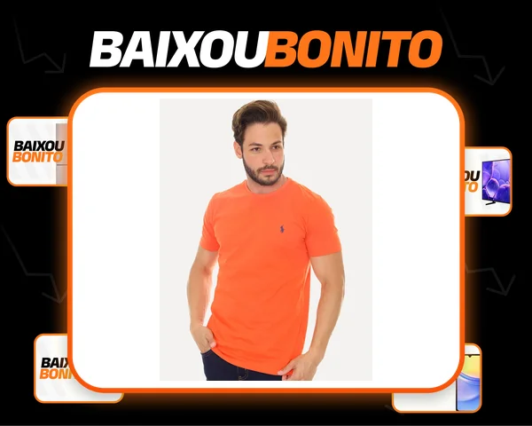 Camiseta Ralph Lauren Custom Slim Fit Navy Icon Laranja