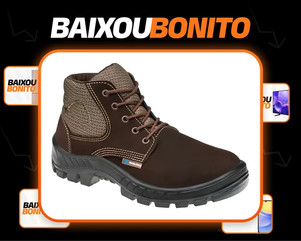 Bota Botina De Segurança Coturno Nobuck Marluvas Epi Com Ca