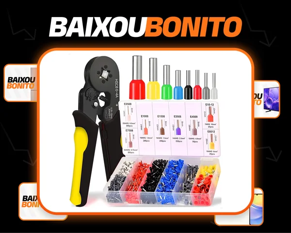 Kit Alicate Crimpar Box C/ 1250 Terminais Ilhós 0,25 A 10mm