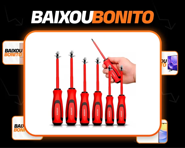 Chave De Fenda Philips Isolada Eletricista6peç Imã Magnética