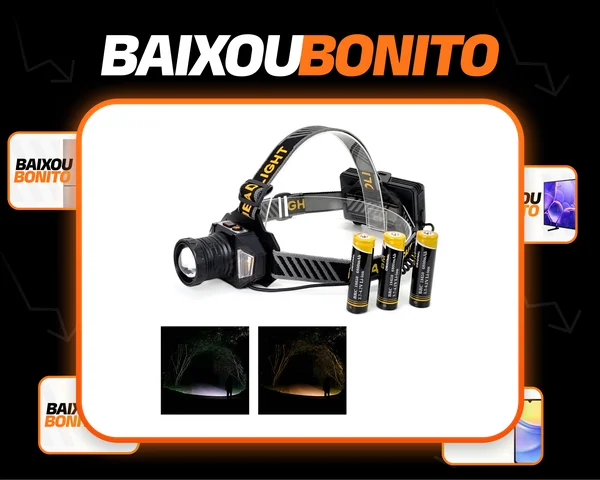 Lanterna De Cabeça Led Vduo 3 Baterias Com Sensor 800 Metros